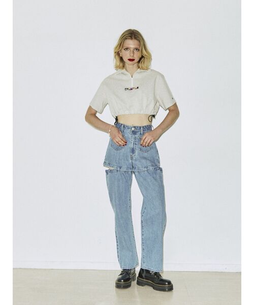 jouetie（ジュエティ）の「championハーフZIPクロップドT【コラボ】（Tシャツ/カットソー・レディース・ブラック/パープル/グレー/レッド/グリーン・MEDIUM）」の17枚目の写真