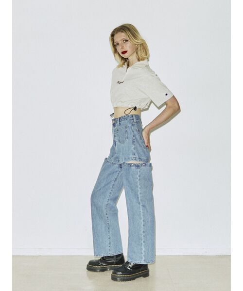 jouetie（ジュエティ）の「championハーフZIPクロップドT【コラボ】（Tシャツ/カットソー・レディース・ブラック/パープル/グレー/レッド/グリーン・MEDIUM）」の18枚目の写真