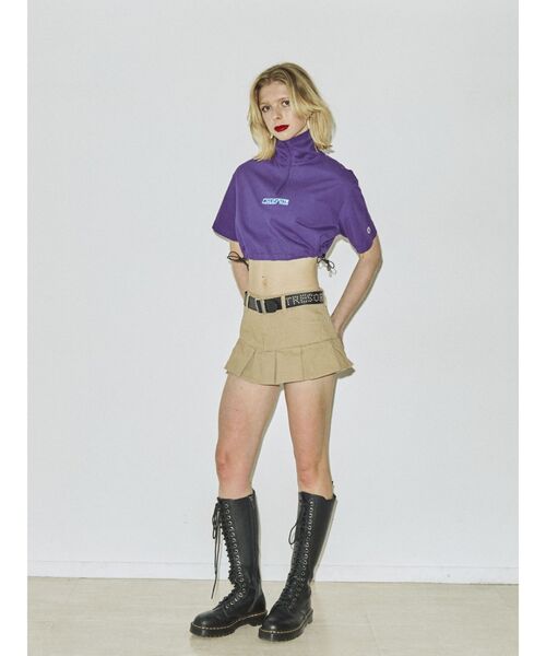 jouetie（ジュエティ）の「championハーフZIPクロップドT【コラボ】（Tシャツ/カットソー・レディース・ブラック/パープル/グレー/レッド/グリーン・MEDIUM）」の21枚目の写真