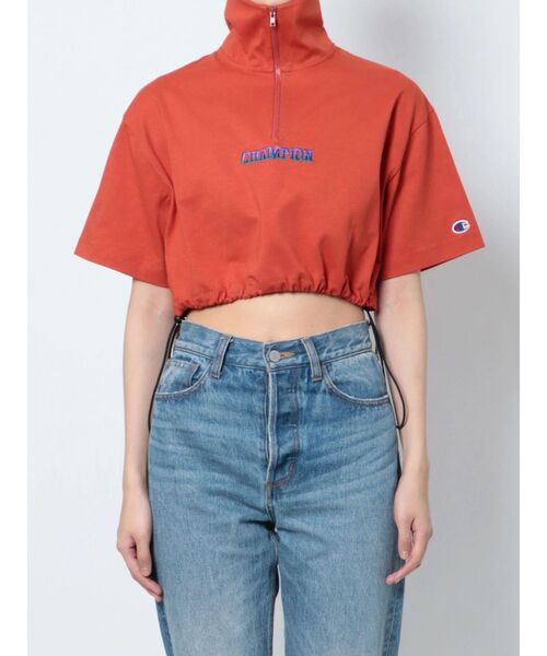 セール】championハーフZIPクロップドT【コラボ】（Tシャツ