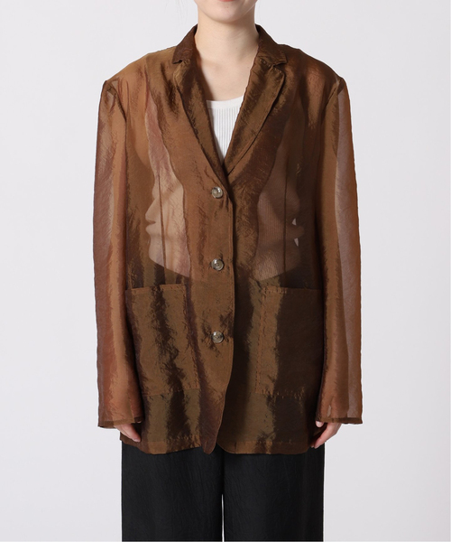 CITYSHOP（シティーショップ）の「ORGANDY TAILORED ジャケット（テーラードジャケット・レディース・ブラウン/アイボリー・FREE）」の12枚目の写真