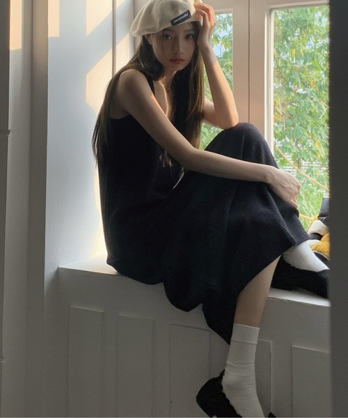 meJane(ミージェーン)の「ワッフルタンクトップロングワンピース(ワンピース・レディース・ブラック・FREE)」の14枚目の写真