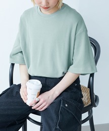 カラーワッフルオーバーサイズショートスリーブTシャツ