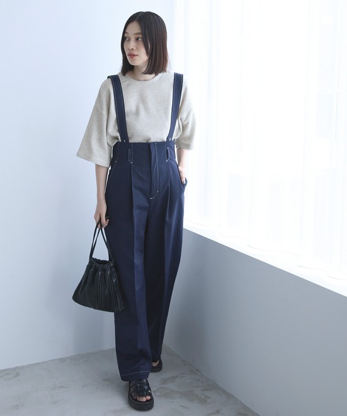 Chaco closet（チャコ クローゼット）の「カラーワッフルオーバーサイズショートスリーブTシャツ（Tシャツ/カットソー・レディース・オートミール/オレンジ/ネイビー/イエロー/グリーン/ピンク/ブラック/オフホワイト/ブルー/ミント/テラコッタ/スモークピンク・FREE）」の13枚目の写真