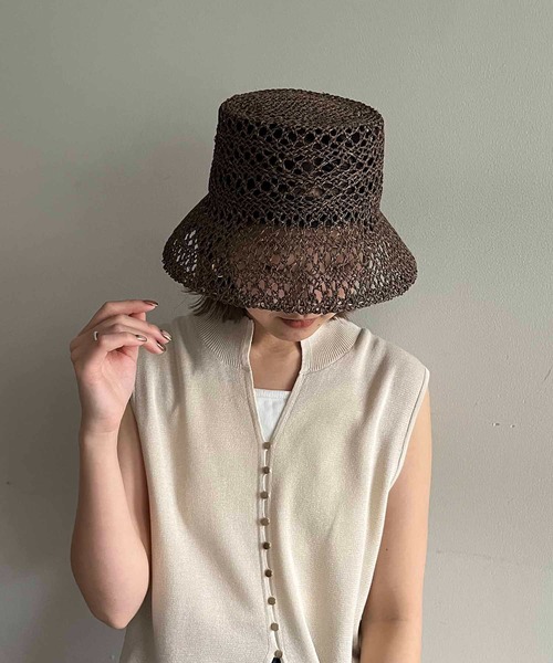 CAPRICIEUX LE'MAGE（カプリシューレマージュ）の「透かし編みハット（ハット・レディース・ベージュ/ブラウン・FREE）」の12枚目の写真