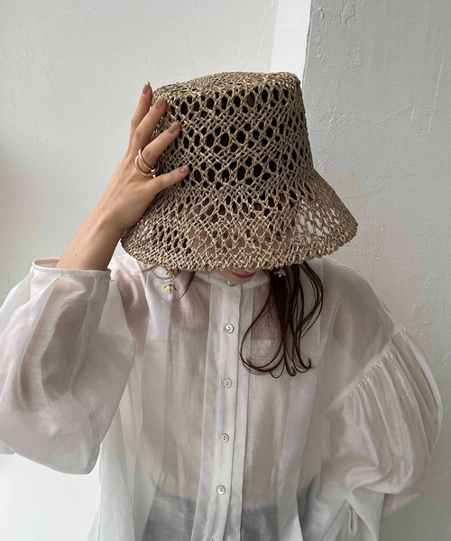 CAPRICIEUX LE'MAGE（カプリシューレマージュ）の「透かし編みハット（ハット・レディース・ベージュ/ブラウン・FREE）」の10枚目の写真