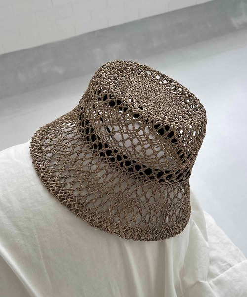CAPRICIEUX LE'MAGE（カプリシューレマージュ）の「透かし編みハット（ハット・レディース・ベージュ/ブラウン・FREE）」の5枚目の写真