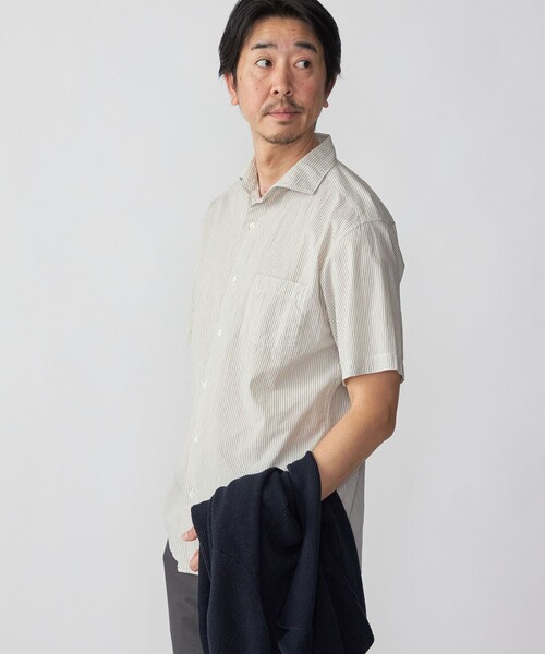 SHIPS(シップス)の「SHIPS: ボイル セミワイドカラー ストライプ ショートスリーブ シャツ(シャツ/ブラウス・メンズ・オフホワイト/ライトグリーン/ライトブルー・SMALL/MEDIUM/LARGE/X-LARGE)」の5枚目の写真