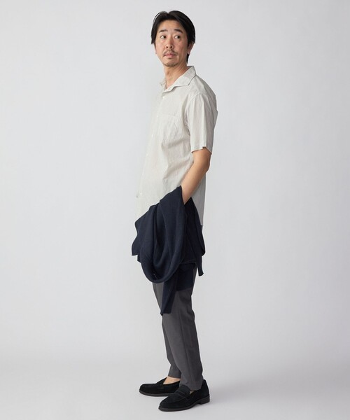 SHIPS(シップス)の「SHIPS: ボイル セミワイドカラー ストライプ ショートスリーブ シャツ(シャツ/ブラウス・メンズ・オフホワイト/ライトグリーン/ライトブルー・SMALL/MEDIUM/LARGE/X-LARGE)」の9枚目の写真