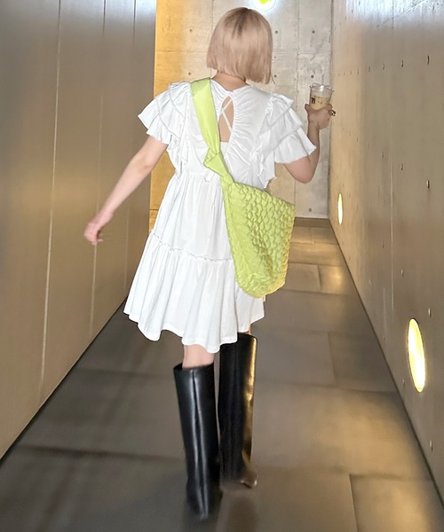 Alley by w closet(アリーバイダブルクローゼット)の「【Alley】バックオープンフリルチュニック(チュニック・レディース・オフホワイト/ピンク/スミクロ・FREE)」の12枚目の写真