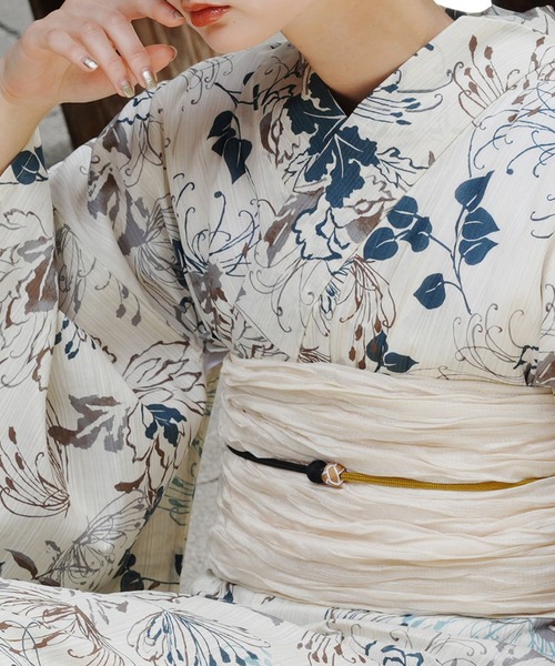 utatane(ウタタネ)の「選べる浴衣3点セット utatane オリジナルデザイン 国内染色 美人映えオフホワイト&先染めベージュ風(浴衣・レディース・ベージュ系5/ベージュ系2/ベージュ系7/ダークオリーブ/ベージュ系1/グレー/ブラウン/ベージュ系8/ベージュ系3/ダークネイビー/ベージュ系4/ベージュ系6・FREE)」の21枚目の写真