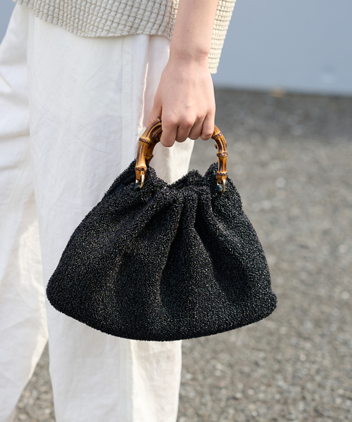 FRAMeWORK(フレームワーク)の「【CATERINA BERTINI/カテリナ ベルティーニ】バンブーハンドルBAG(ハンドバッグ・レディース・ブラック/ベージュ・FREE)」の2枚目の写真