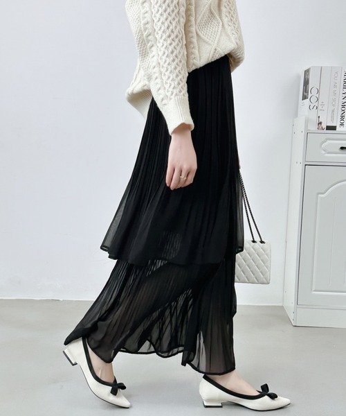 ABITOKYO（アビトーキョー）の「プリーツティアードスカート（スカート・レディース・ホワイト/ブラック/チャコールグレー/モカ/ベージュ/ネイビー・M/L）」の18枚目の写真