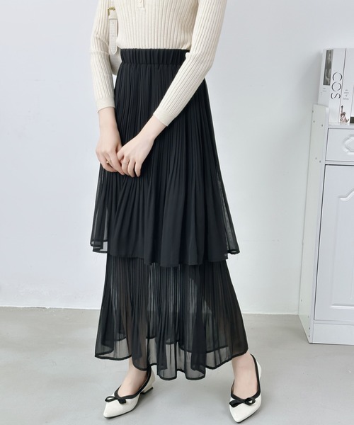 ABITOKYO（アビトーキョー）の「プリーツティアードスカート（スカート・レディース・ホワイト/ブラック/チャコールグレー/モカ/ベージュ/ネイビー・M/L）」の17枚目の写真