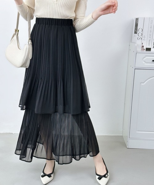 ABITOKYO（アビトーキョー）の「プリーツティアードスカート（スカート・レディース・ホワイト/ブラック/チャコールグレー/モカ/ベージュ/ネイビー・M/L）」の16枚目の写真