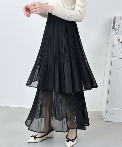 ABITOKYO（アビトーキョー）の「プリーツティアードスカート（スカート・レディース・ホワイト/ブラック/チャコールグレー/モカ/ベージュ/ネイビー・M/L）」の14枚目の写真