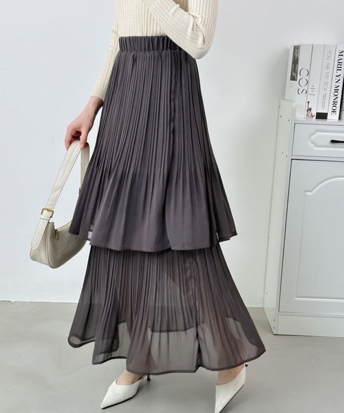 ABITOKYO（アビトーキョー）の「プリーツティアードスカート（スカート・レディース・ホワイト/ブラック/チャコールグレー/モカ/ベージュ/ネイビー・M/L）」の8枚目の写真