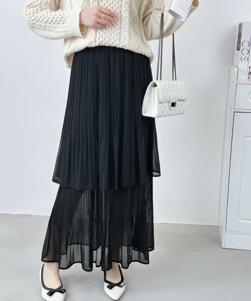 ABITOKYO（アビトーキョー）の「プリーツティアードスカート（スカート・レディース・ホワイト/ブラック/チャコールグレー/モカ/ベージュ/ネイビー・M/L）」の15枚目の写真