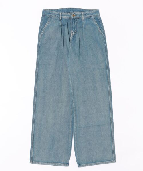 BLANC FICELLE（ブランフィセル）の「ワンタック　デニム　ワイドパンツ（デニムパンツ・レディース・インディゴブルー/ブルー・XX-SMALL/S/M/XS/31inch/32inch）」の2枚目の写真