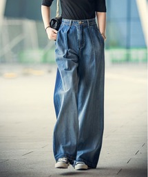 BLANC FICELLE | ワンタック デニム ワイドパンツ(デニムパンツ)