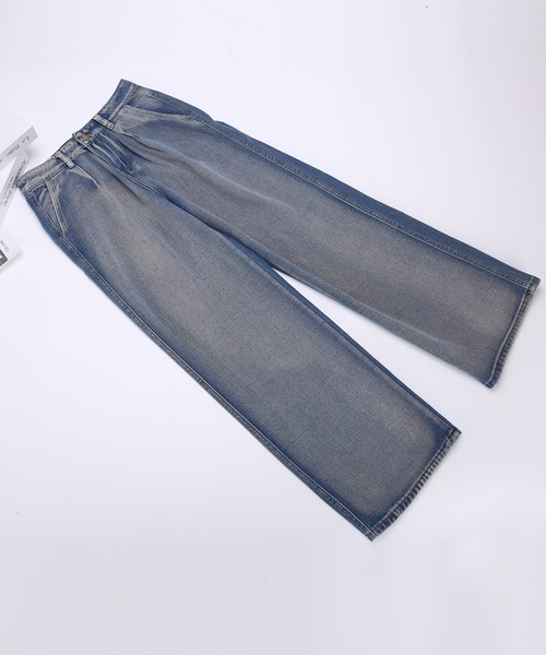 BLANC FICELLE（ブランフィセル）の「ワンタック　デニム　ワイドパンツ（デニムパンツ・レディース・インディゴブルー/ブルー・XX-SMALL/S/M/XS/31inch/32inch）」の6枚目の写真