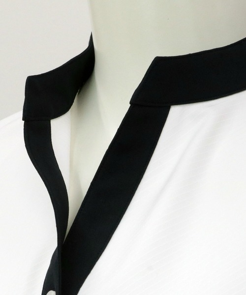 TOKYO SHIRTS(トウキョウシャツ)の「【吸水速乾】【COFREX】配色スキッパー衿 半袖ブラウス(ビジネスシャツ・レディース・ホワイト・S/M/L/LL)」の3枚目の写真