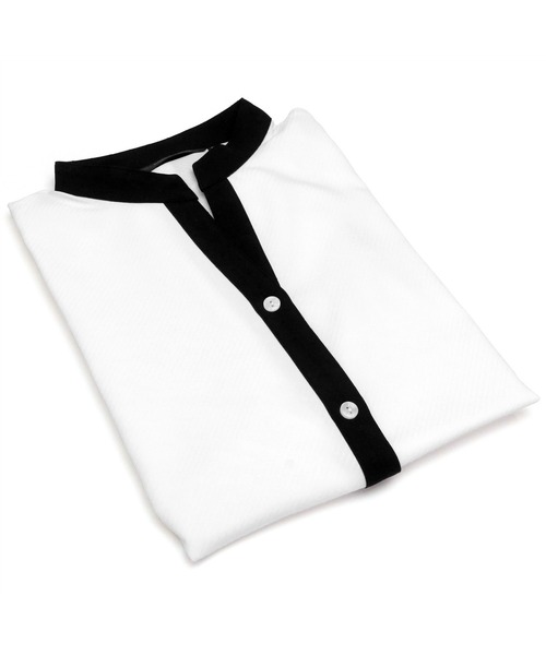 TOKYO SHIRTS(トウキョウシャツ)の「【吸水速乾】【COFREX】配色スキッパー衿 半袖ブラウス(ビジネスシャツ・レディース・ホワイト・S/M/L/LL)」の8枚目の写真