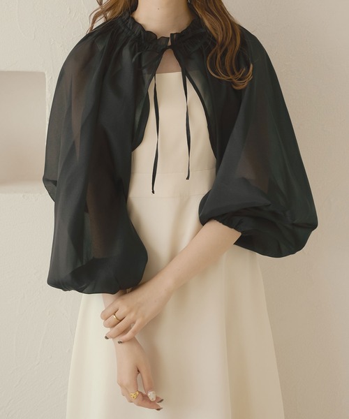 Ambre Neige（アンブルネージュ）の「２WAYシアーボリュームボレロ／【WEB/EC限定商品】（シャツ/ブラウス・レディース・ブラック/アイボリー/ピンク・FREE）」の2枚目の写真