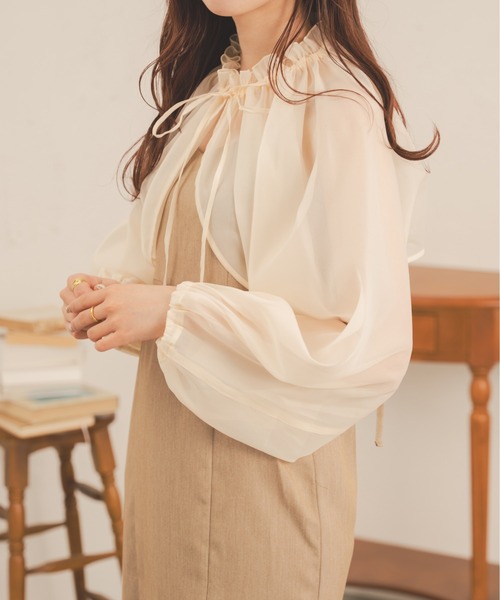 Ambre Neige（アンブルネージュ）の「２WAYシアーボリュームボレロ／【WEB/EC限定商品】（シャツ/ブラウス・レディース・ブラック/アイボリー/ピンク・FREE）」の4枚目の写真
