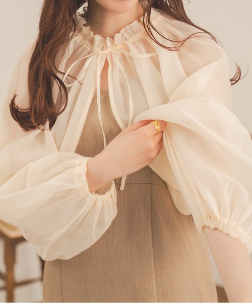 Ambre Neige（アンブルネージュ）の「２WAYシアーボリュームボレロ／【WEB/EC限定商品】（シャツ/ブラウス・レディース・ブラック/アイボリー/ピンク・FREE）」の5枚目の写真