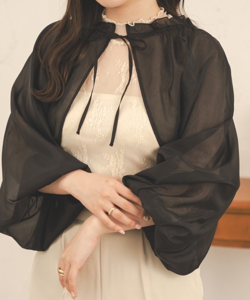 Ambre Neige（アンブルネージュ）の「２WAYシアーボリュームボレロ／【WEB/EC限定商品】（シャツ/ブラウス・レディース・ブラック/アイボリー/ピンク・FREE）」の8枚目の写真