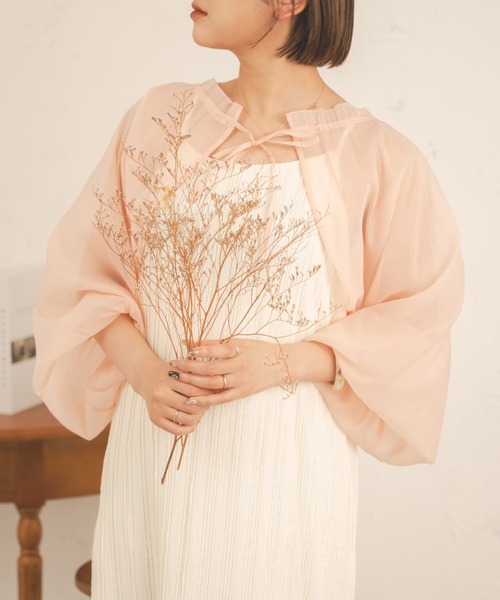 Ambre Neige（アンブルネージュ）の「２WAYシアーボリュームボレロ／【WEB/EC限定商品】（シャツ/ブラウス・レディース・ブラック/アイボリー/ピンク・FREE）」の14枚目の写真