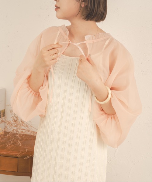 Ambre Neige（アンブルネージュ）の「２WAYシアーボリュームボレロ／【WEB/EC限定商品】（シャツ/ブラウス・レディース・ブラック/アイボリー/ピンク・FREE）」の13枚目の写真