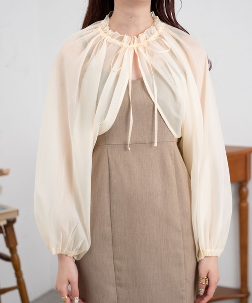 Ambre Neige（アンブルネージュ）の「２WAYシアーボリュームボレロ／【WEB/EC限定商品】（シャツ/ブラウス・レディース・ブラック/アイボリー/ピンク・FREE）」の18枚目の写真