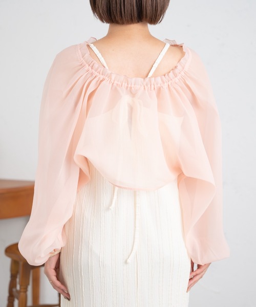 Ambre Neige（アンブルネージュ）の「２WAYシアーボリュームボレロ／【WEB/EC限定商品】（シャツ/ブラウス・レディース・ブラック/アイボリー/ピンク・FREE）」の21枚目の写真