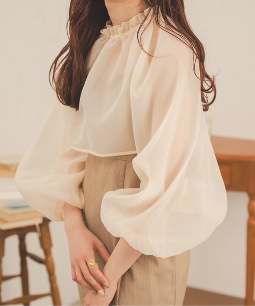 Ambre Neige（アンブルネージュ）の「２WAYシアーボリュームボレロ／【WEB/EC限定商品】（シャツ/ブラウス・レディース・ブラック/アイボリー/ピンク・FREE）」の22枚目の写真