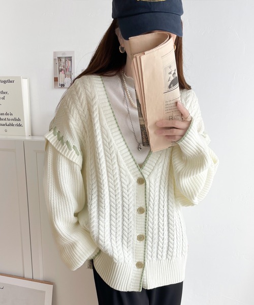 Java（ジャバ）の「《JAVAジャバ 別注》即、お洒落上級者。2wayビッグハンドステッチカーディガン（カーディガン/ボレロ・レディース・ブラック/アイボリー/ベージュ/モカ・LARGE/MEDIUM/SMALL/X-LARGE）」の7枚目の写真