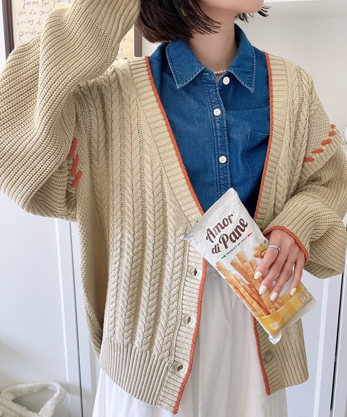 Java（ジャバ）の「《JAVAジャバ 別注》即、お洒落上級者。2wayビッグハンドステッチカーディガン（カーディガン/ボレロ・レディース・ブラック/アイボリー/ベージュ/モカ・LARGE/MEDIUM/SMALL/X-LARGE）」の17枚目の写真