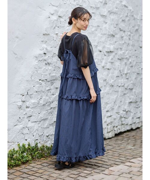 Petit fleur（プチフルール）の「・Petit　Fleur　カラーギンガムキャミワンピ（ワンピース・レディース・ベージュ/グリーン系その他3/ネイビー・FREE）」の12枚目の写真