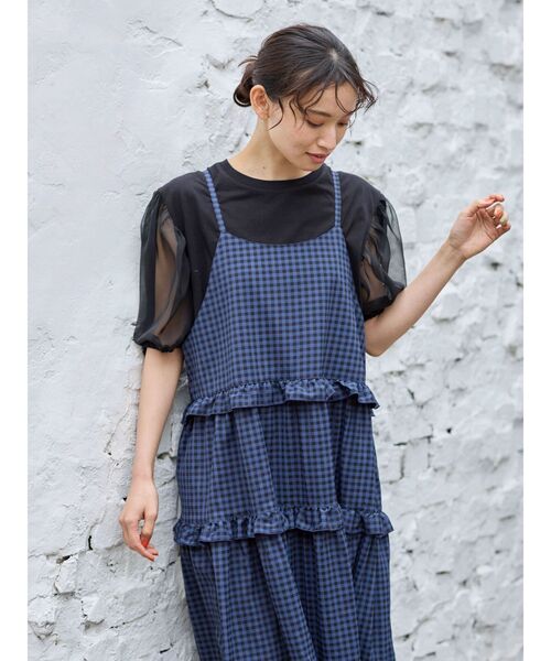 Petit fleur（プチフルール）の「・Petit　Fleur　カラーギンガムキャミワンピ（ワンピース・レディース・ベージュ/グリーン系その他3/ネイビー・FREE）」の17枚目の写真