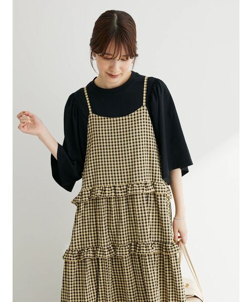 Petit fleur（プチフルール）の「・Petit　Fleur　カラーギンガムキャミワンピ（ワンピース・レディース・ベージュ/グリーン系その他3/ネイビー・FREE）」の13枚目の写真