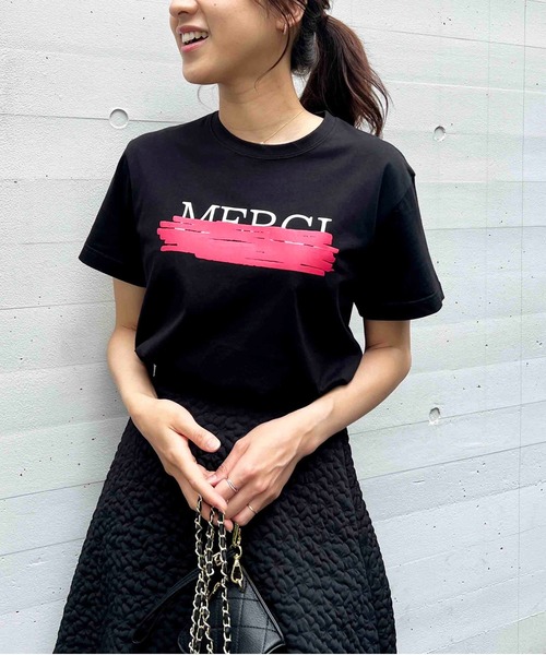 PICCIN（ピッチン）の「ラバープリントTシャツ（Tシャツ/カットソー・レディース・ブラック/オフホワイト/ブルー・M）」の3枚目の写真