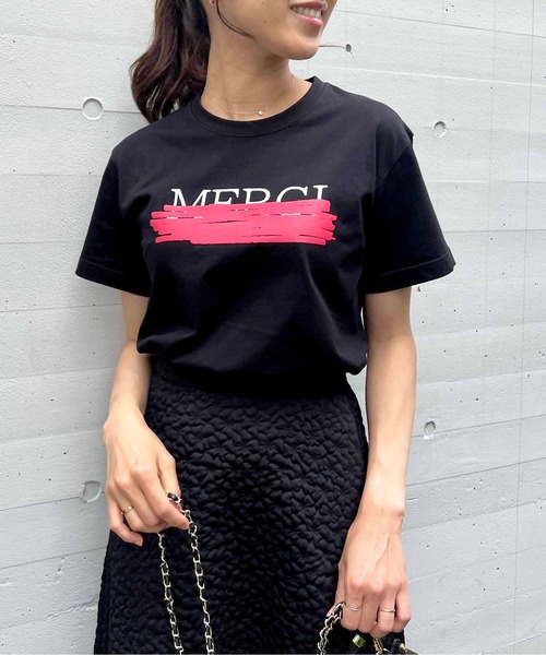 PICCIN（ピッチン）の「ラバープリントTシャツ（Tシャツ/カットソー・レディース・ブラック/オフホワイト/ブルー・M）」の4枚目の写真
