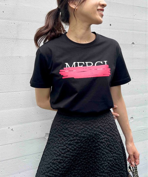 PICCIN（ピッチン）の「ラバープリントTシャツ（Tシャツ/カットソー・レディース・ブラック/オフホワイト/ブルー・M）」の5枚目の写真