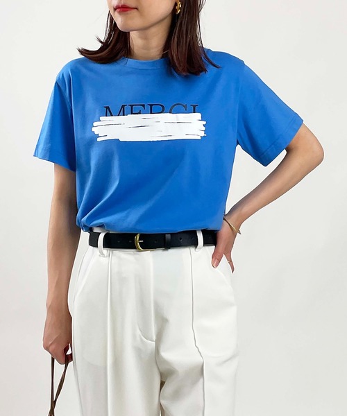 PICCIN（ピッチン）の「ラバープリントTシャツ（Tシャツ/カットソー・レディース・ブラック/オフホワイト/ブルー・M）」の21枚目の写真