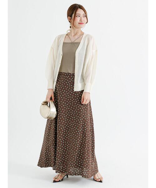 Te chichi（テチチ）の「麻混変形ドットロングフレアスカート（スカート・レディース・ベージュ/ブラウン・F）」の4枚目の写真