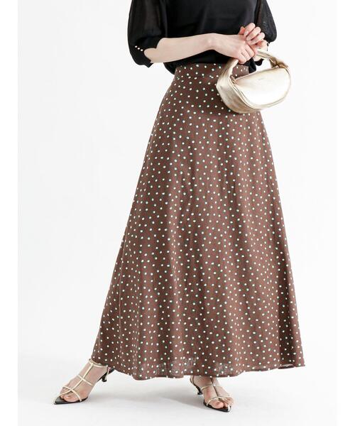 Te chichi（テチチ）の「麻混変形ドットロングフレアスカート（スカート・レディース・ベージュ/ブラウン・F）」の8枚目の写真