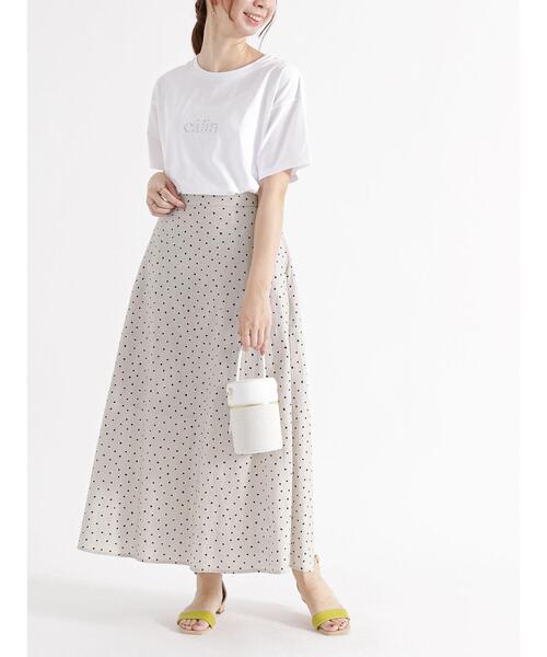 Te chichi（テチチ）の「麻混変形ドットロングフレアスカート（スカート・レディース・ベージュ/ブラウン・F）」の9枚目の写真