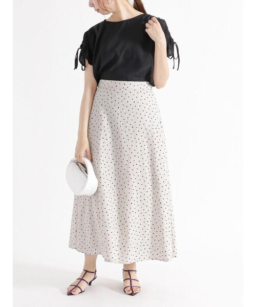 Te chichi（テチチ）の「麻混変形ドットロングフレアスカート（スカート・レディース・ベージュ/ブラウン・F）」の10枚目の写真