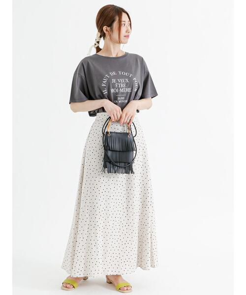 Te chichi（テチチ）の「麻混変形ドットロングフレアスカート（スカート・レディース・ベージュ/ブラウン・F）」の12枚目の写真